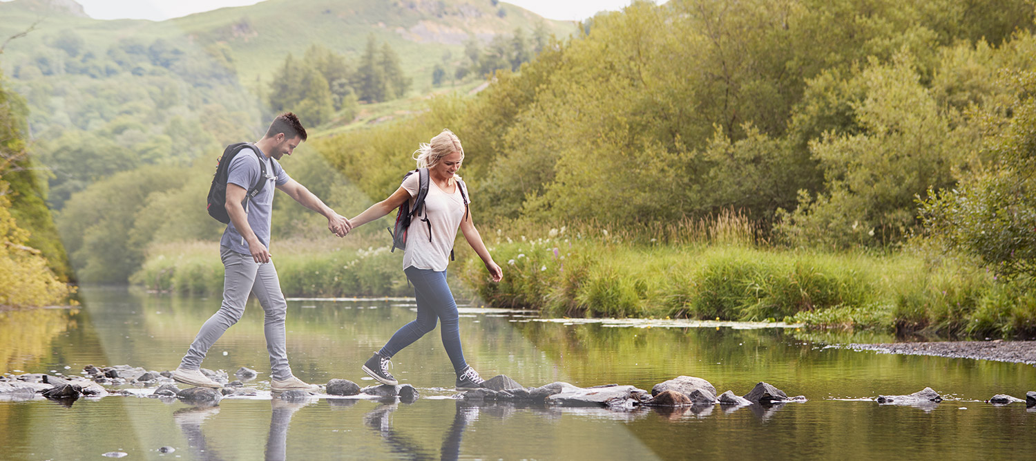 walking across lake